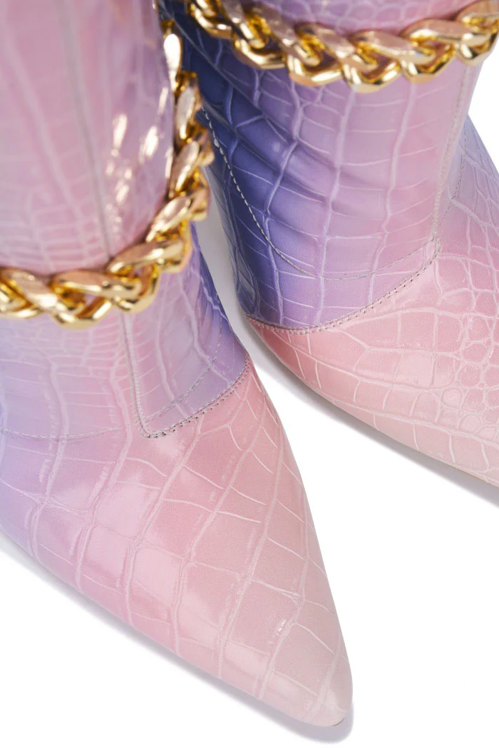 Joelle Gold Chain Pointed Toe Ankle Boots ā Elegant Stiletto Heels for Women