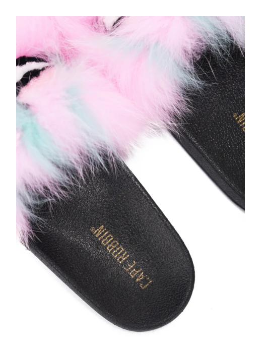 Mochi Cute Fluffy Fur Slides ā Colorful Open Toe Furry Slippers for Women