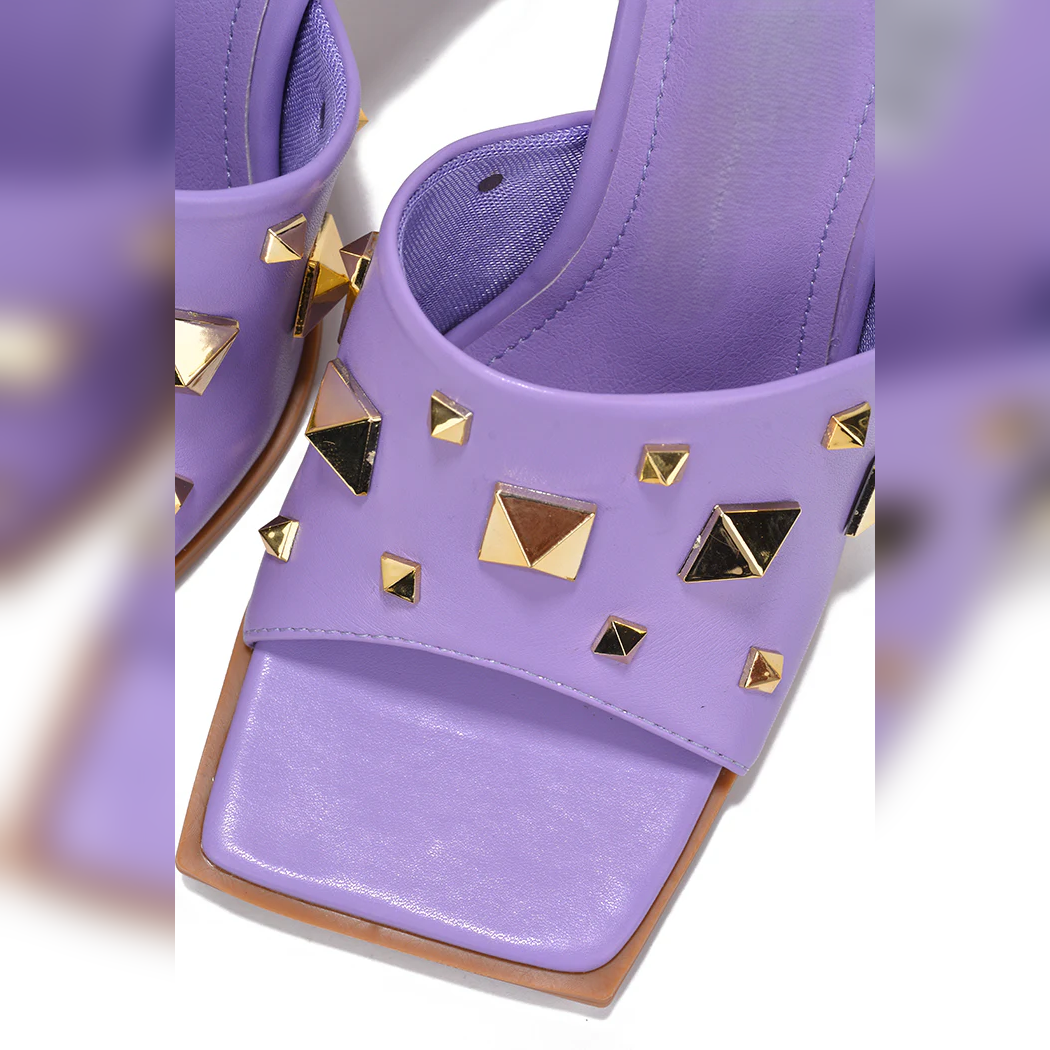 Popo Studded Square Toe Stiletto Heels β Punk Style Mules for Bold Women