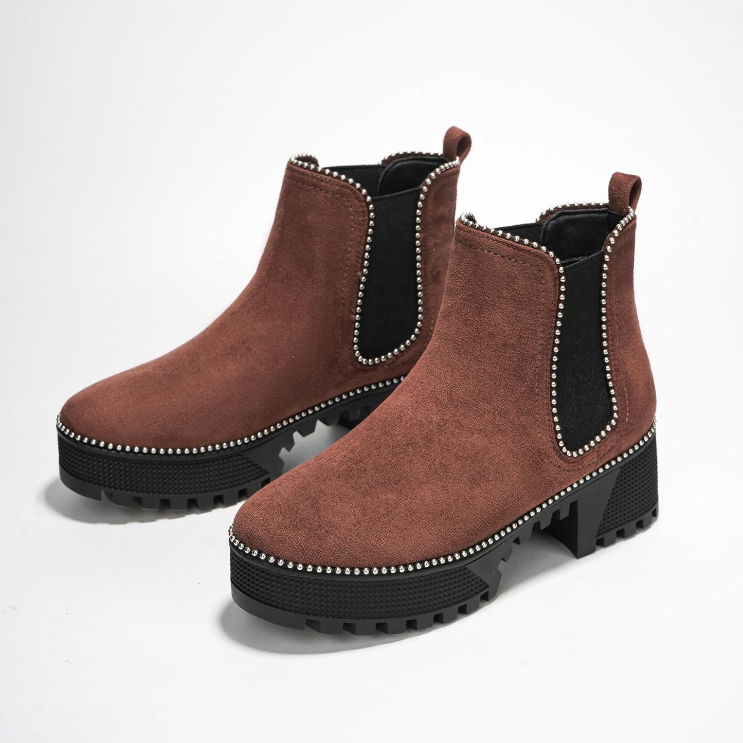Tilda  Studded Platform Chelsea Boots – Chunky Ankle Combat Boots for Women