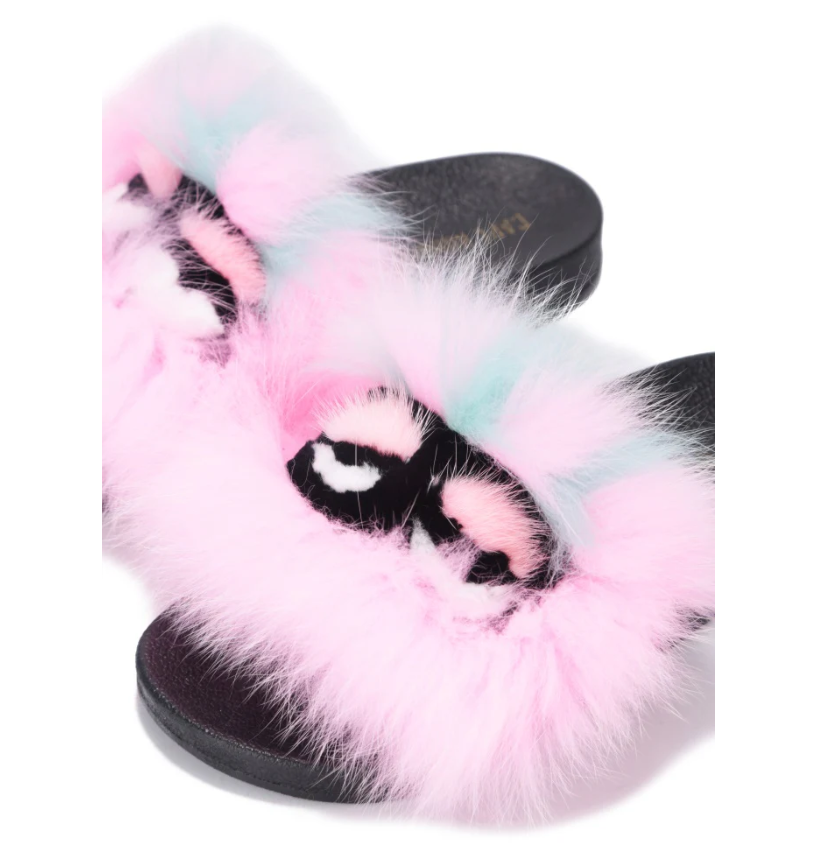 Mochi Cute Fluffy Fur Slides – Colorful Open Toe Furry Slippers for Women