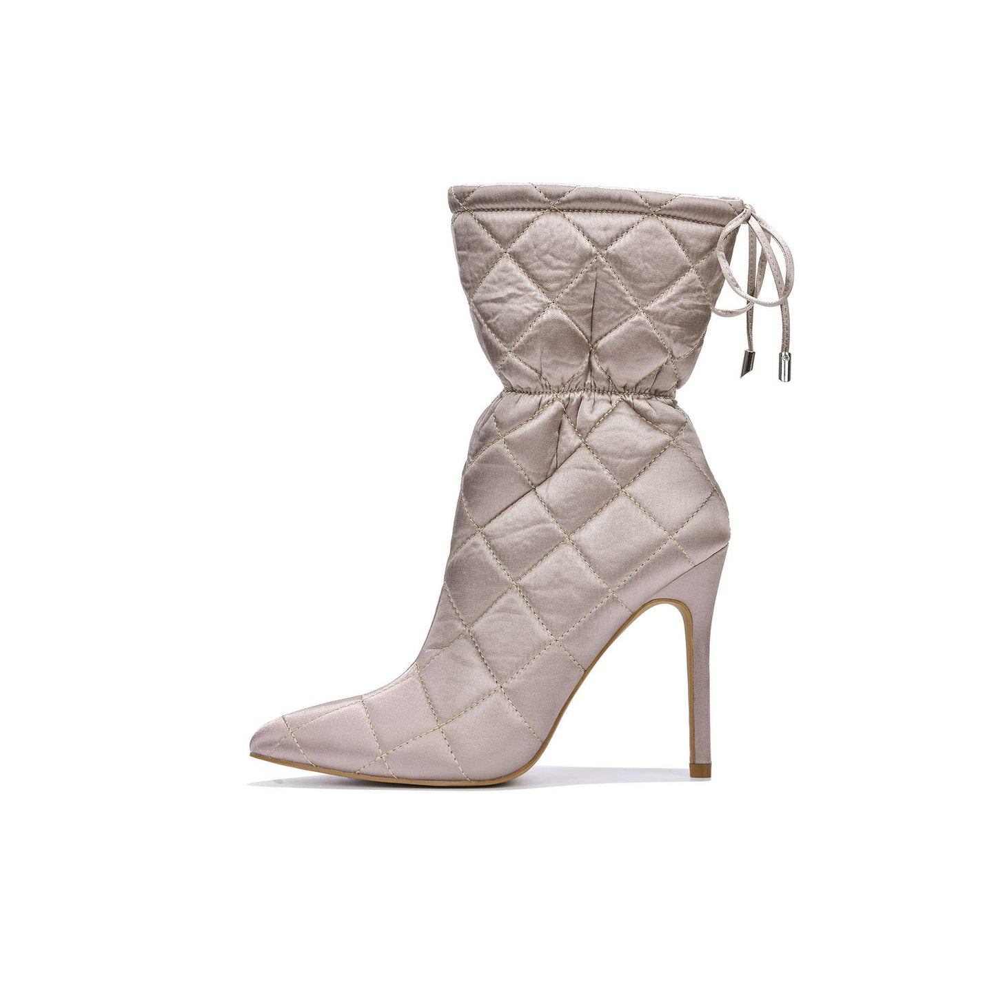 Makayla Quilted Pointed Toe Ankle Boots – Elegant PU Leather Heels for Office & Everyday Chic