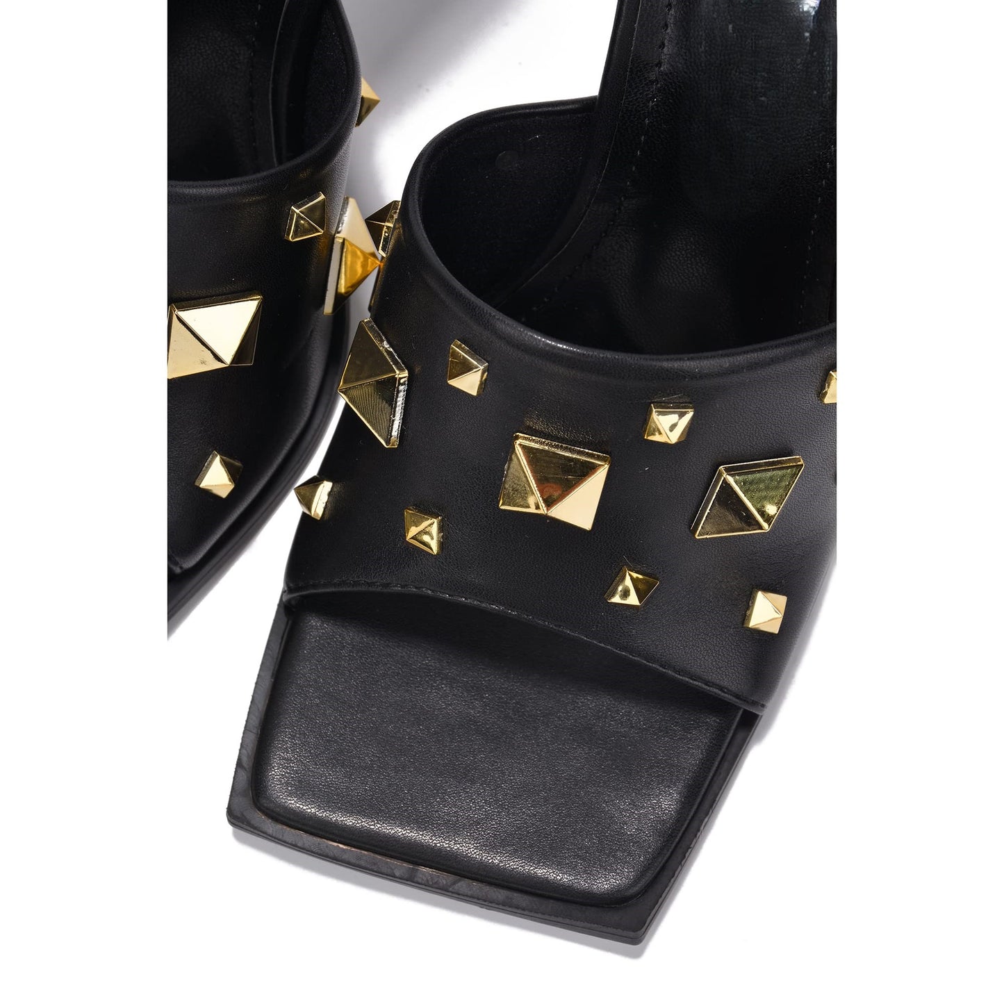 Popo Studded Square Toe Stiletto Heels – Punk Style Mules for Bold Women