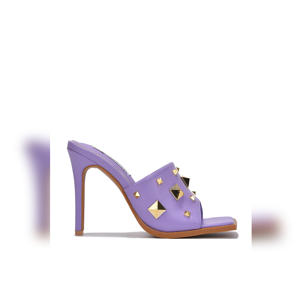 Popo Studded Square Toe Stiletto Heels – Punk Style Mules for Bold Women